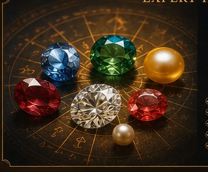The nine planetary gemstones arranged upon the zodiac wheel